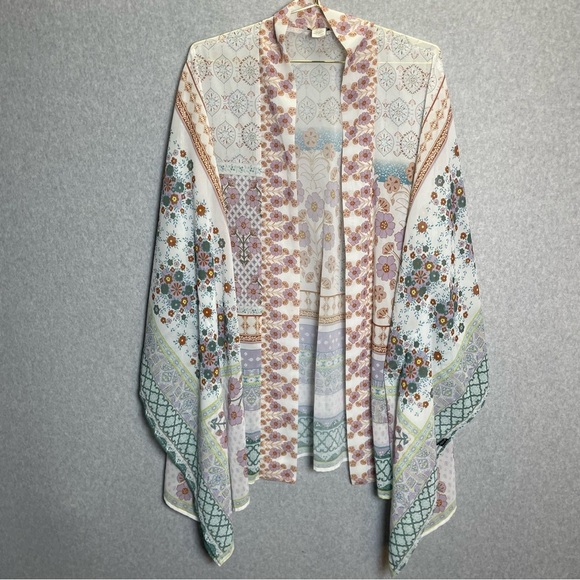 Rachel Zoe Patchwork Floral Kimono Cover Up Top - Picture 1 of 5
